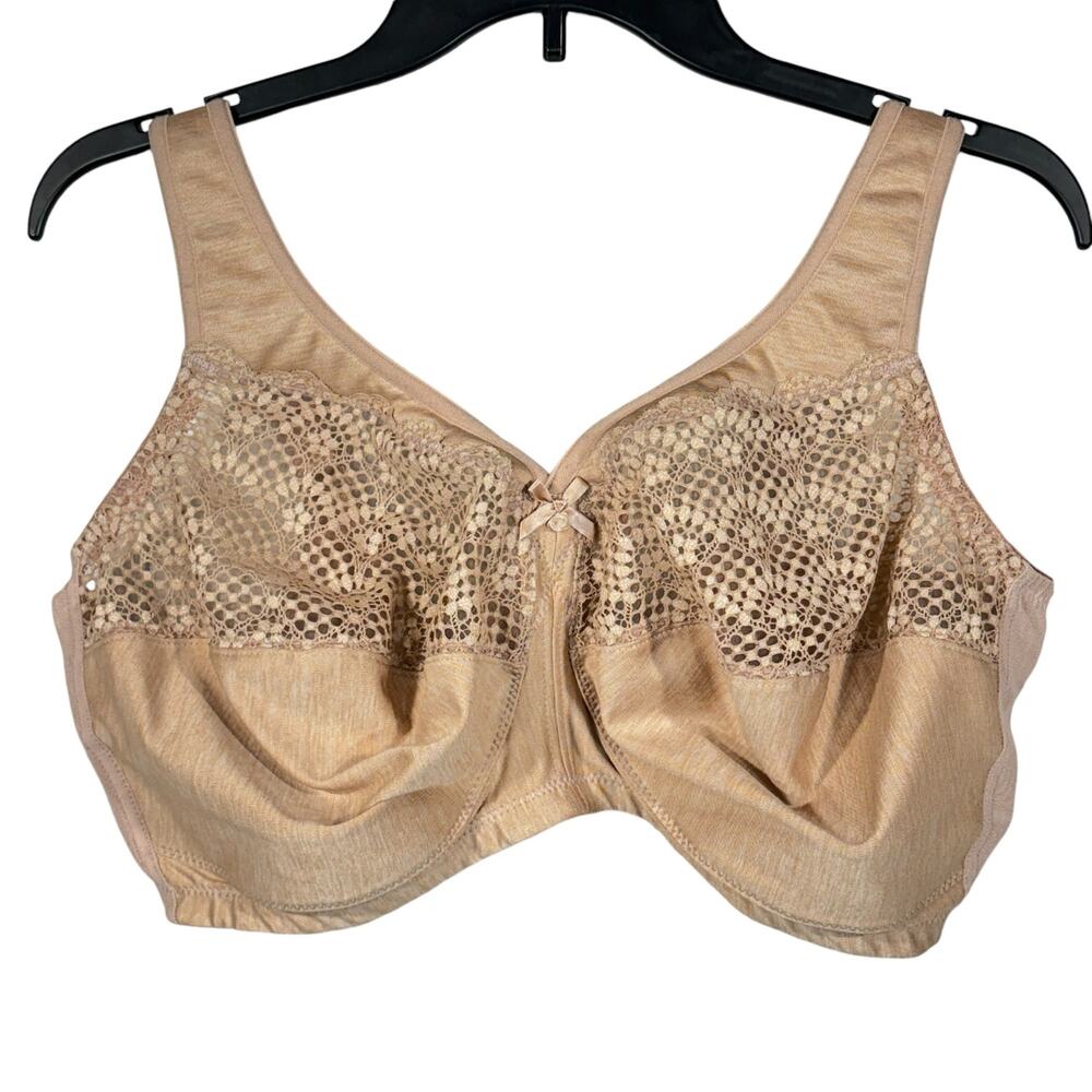 Glamorise SZ 40G MagicLift Bra Wireless Adjustable Straps Unlined No Padding Tan